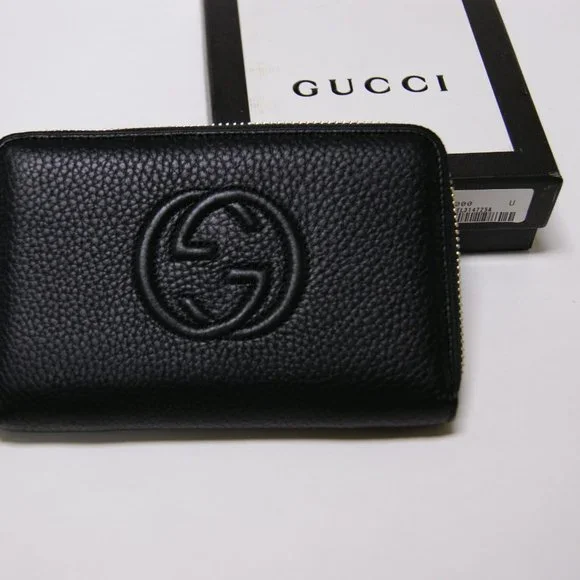 New Gucci Soho Black Leather Unisex Zip Around Wallet Purse - Picture 6 of 7